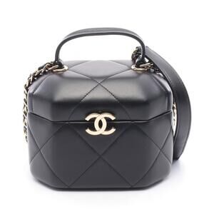 Chanel Matelasse Vanity Shoulder Bag Leather Black
